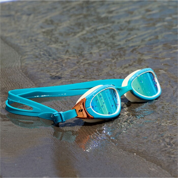 2024 Zone3 Attack Gafas de natacin SA18GO - Teal / Cream / Copper